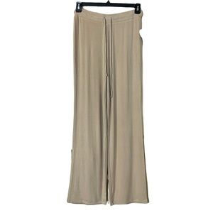 NIA Straight Leg Taupe High Waist Soft Lounge Puddle Hem Drawstring Pants. Sz L